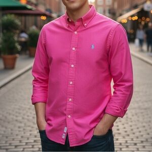 Men’s Small Polo Ralph Lauren Pink Casual Button Down Shirt
